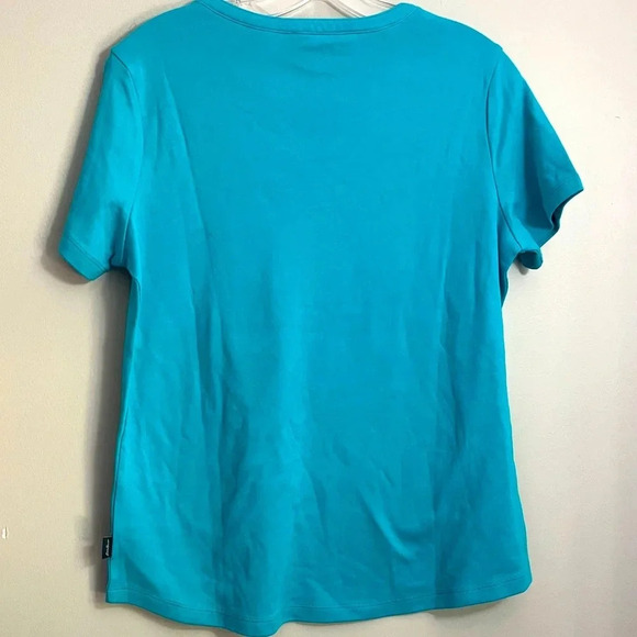 Eddie Bauer Short Sleeve V Neck Cotton Shirt Top Womens Small‎ Turquoise NWT - Picture 3 of 10